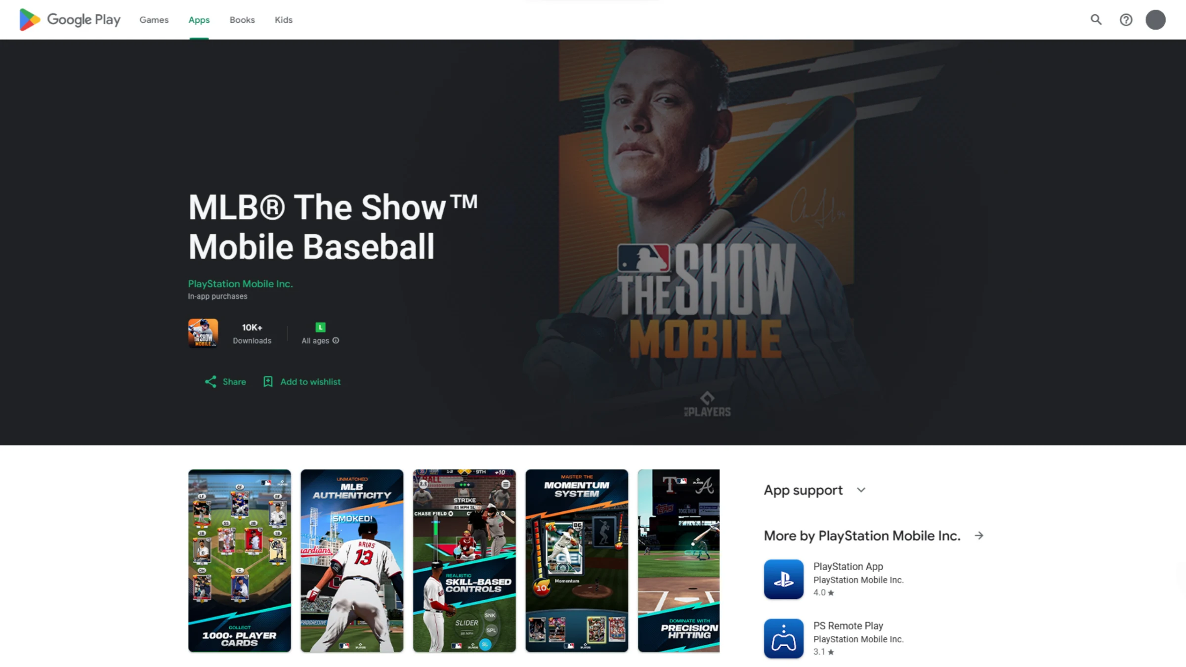 MLB The Show Mobile - Google Play listing