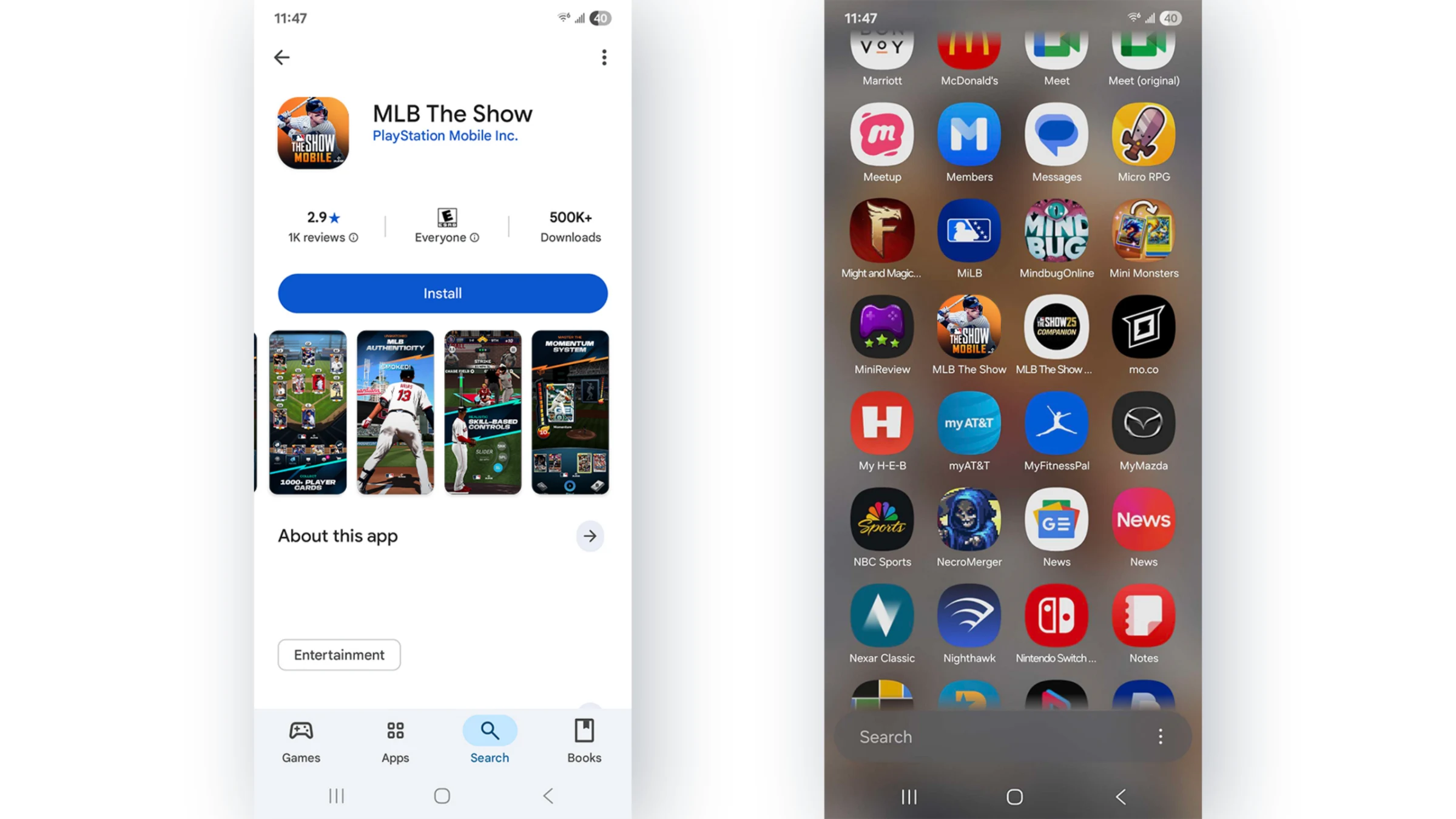 MLB The Show Mobile - Play Store on device